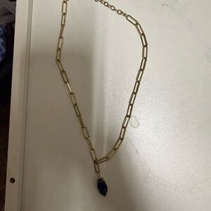 Melinda Maria Gold Chain Necklace with Blue Pendant